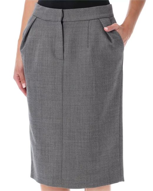 Magda Butrym Gray Wool Midi Pencil Skirt