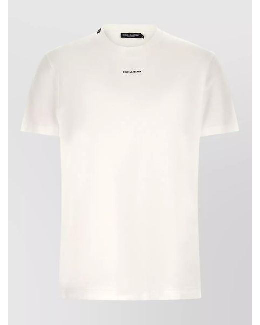 Dolce & Gabbana White Logo Detail Crew Neck Short Sleeve T Shirt for men