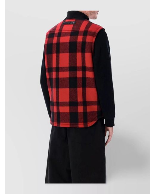 Junya Watanabe Blue Wool Checked Zip-Up Vest for men