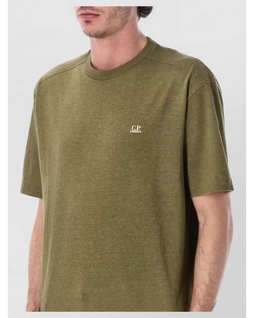 C P Company Green Logo Front T-Shirt Crew Neck Short Sleeves for men
