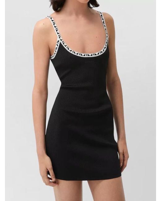 Versace Black Stretch Viscose Mini Dress Jacquard Trim