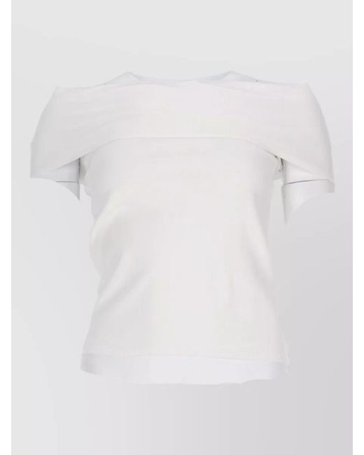 Circus Hotel White Viscose Knit Top Layered Off Shoulder