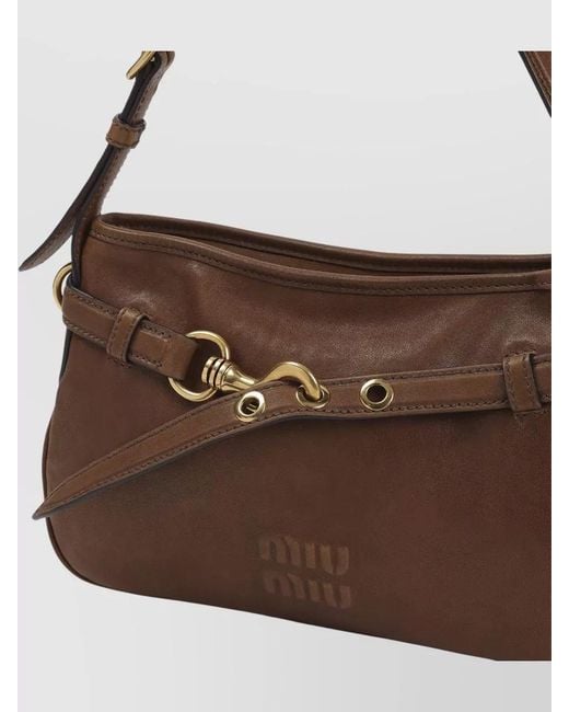 Miu Miu Brown Leather Shoulder Clutch Bag Warm Design