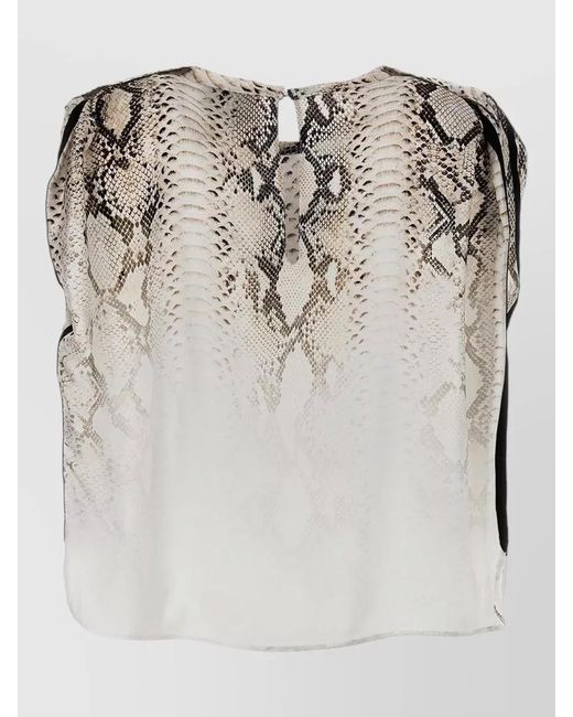 Nude Multicolor Snake Print Blouse Button Detail