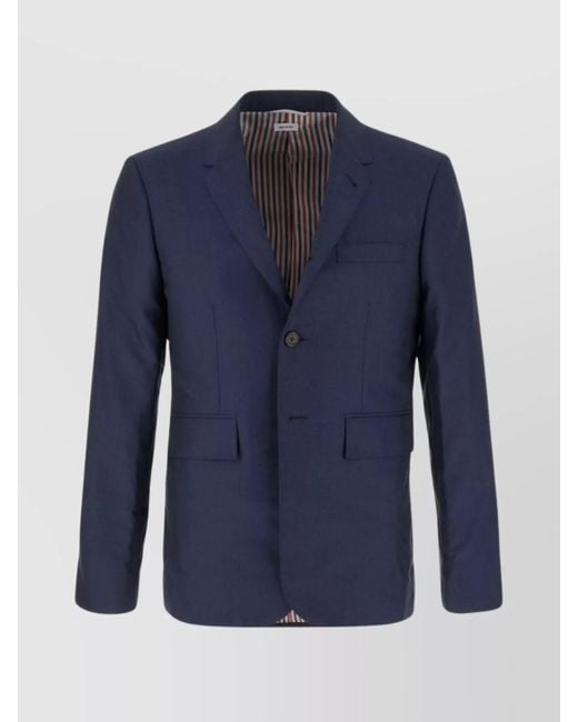 Thom Browne Blue Wool Single-Breasted Blazer for men