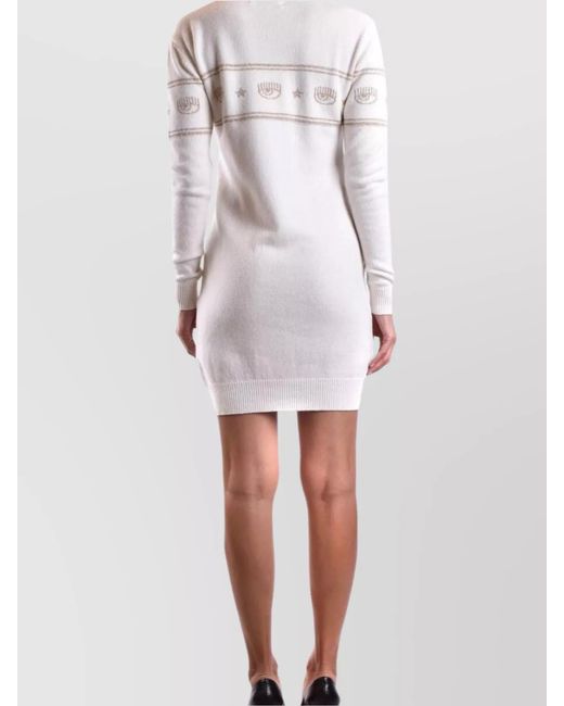 Chiara Ferragni White Knee-Length Dress