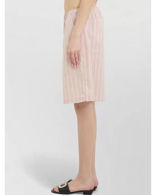 Frankie Shop Pink Elyn Bermuda Shorts Cotton Blend