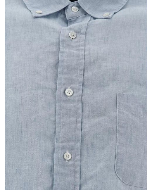 Beams Plus Blue Linen Shirt for men