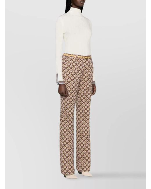 Etro White Wool Ribbed Turtleneck Knitted Top