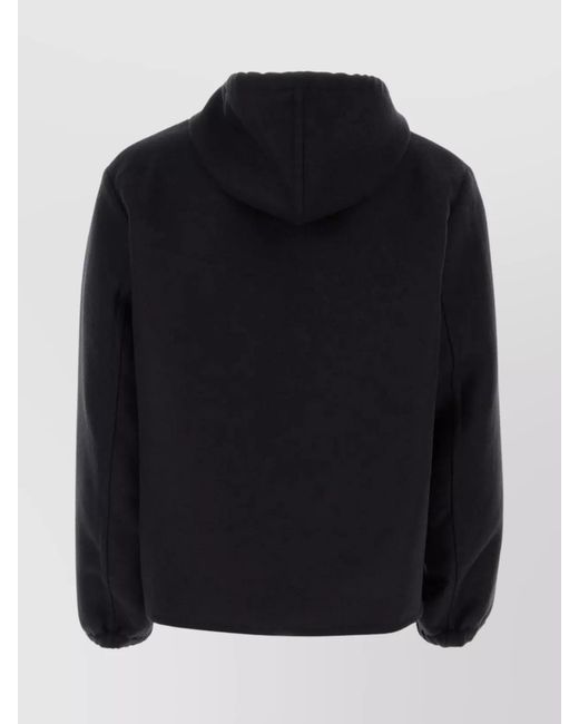 Givenchy Black Silk Wool Hooded Zip Sweatshirt for men