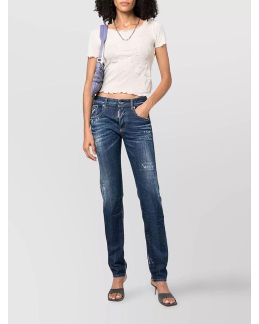 DSquared² Blue Straight-Leg Trousers