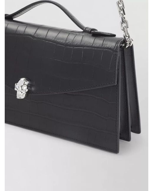 McQueen Gray Skull Calf Leather Cross-Body Bag