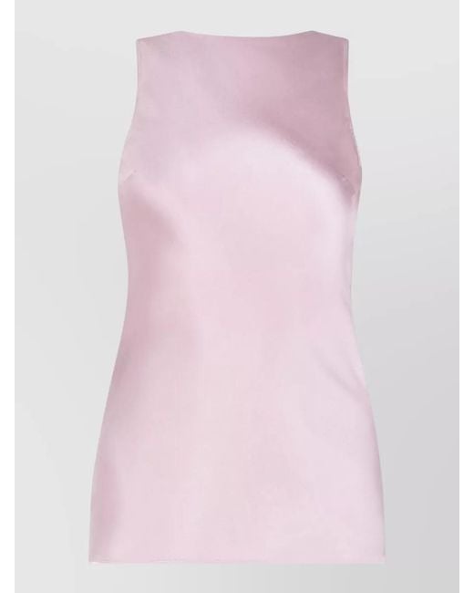 Nina Ricci Pink Silk Satin Draped Sleeveless Halterneck Blouse