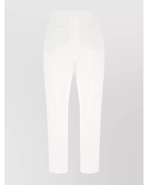 Brunello Cucinelli White Silk Cropped Straight-Leg Trousers