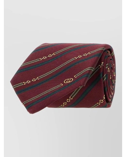 Gucci Purple Jacquard Tie Featuring Diagonal Stripe Pattern for men