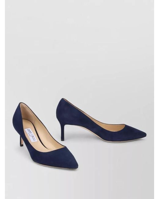 Jimmy Choo Blue Romy 60 Suede Open Back Pumps