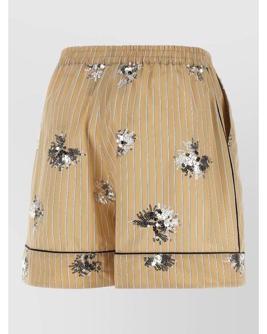 Le twins Natural Sole Shorts Floral Pleated Sequin Striped