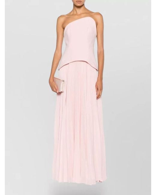 Solace London Pink Britt Maxi Dress Strapless Pleated Clutch