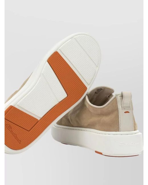 Santoni Natural Low Sneakers Round Toe Suede Upper