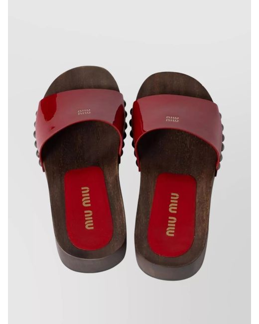 Miu Miu Red Patent Leather Sandals