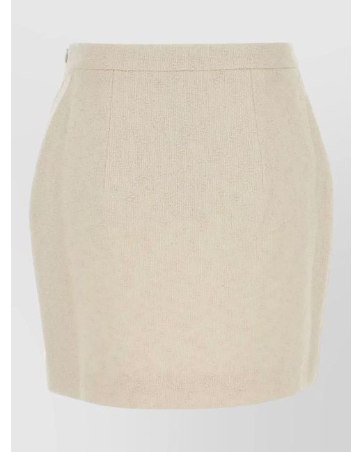 Alessandra Rich Natural Tweed Mini Skirt High Waist Pockets
