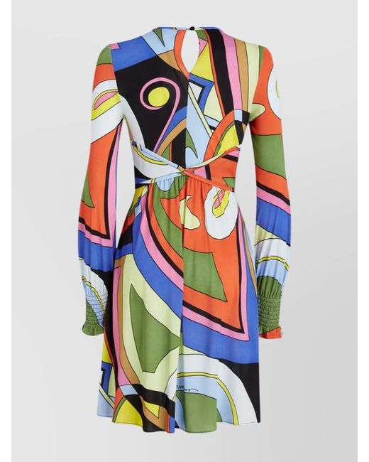 Moschino Blue Printed Cutout Mini Dress