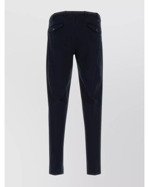 PT Torino Blue Stretch Viscose Blend Tapered Leg Trousers for men