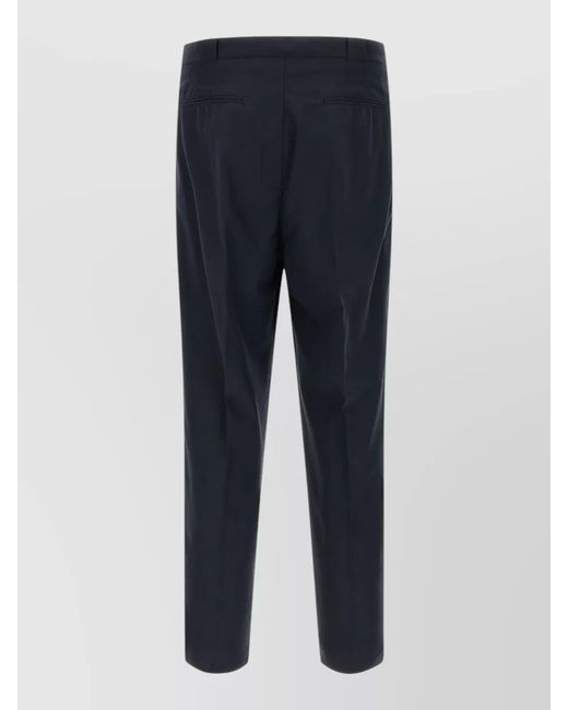 Brunello Cucinelli Blue Cotton Regular-Fit Pleated Straight-Leg Tailored Trousers for men