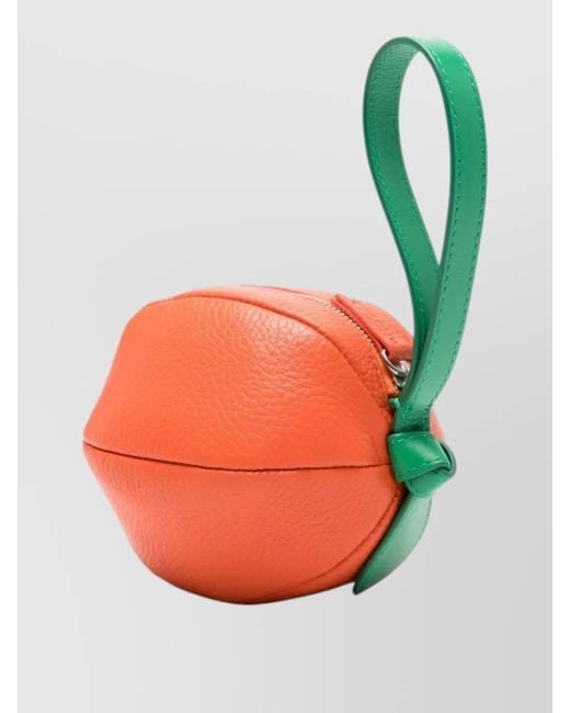 Hereu Orange Grained Leather Knot-Detail Purse