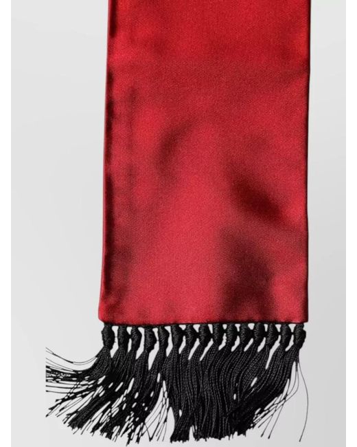 Dolce & Gabbana Red Silk Fringed Scarf for men