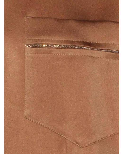 Fabiana Filippi Brown Short-Sleeve V-Neck T-Shirt