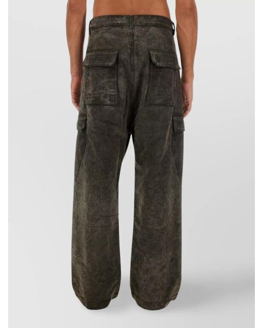 Rick Owens Black Cotton Regular-Fit Wide-Leg Trousers for men