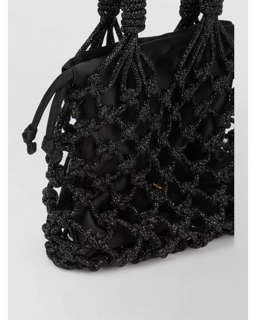 Pinko Black Tote Bag Adjustable Straps Beaded Design