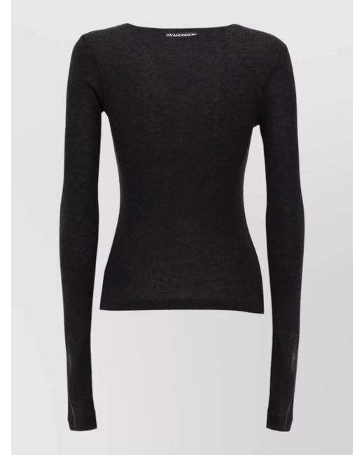 J.W. Anderson Black Slim Fit Long Sleeve Round Neck Top