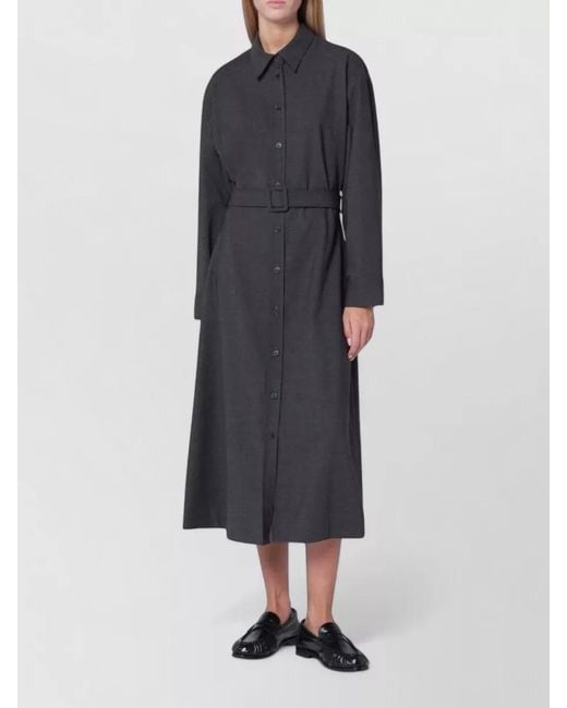 P.A.R.O.S.H. Blue Long Sleeve Dress Belted Waist Design