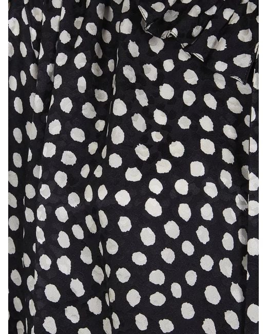 Chloé Black Polka Dot High Neck Silk Blouse