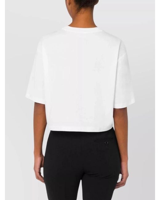 Moschino White Printed Cropped T-Shirt