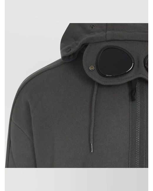C P Company Gray Hooded Jacket Goggles Hood Drawstring Hem for men