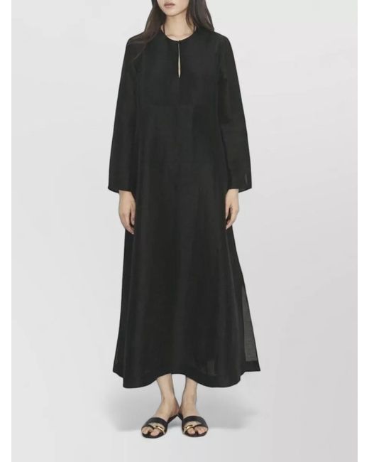 Tory Burch Black Long Linen Silk Kaftan Dress