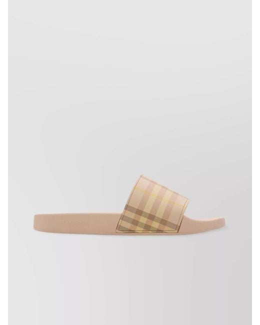 Burberry White Check Slippers