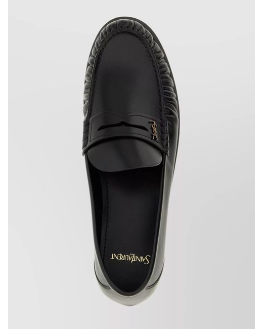 Saint Laurent Black Calf Leather Laurent Loafers for men