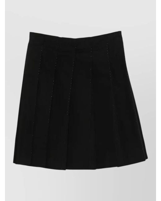 Totême Black Beaded A Line High Waist Pleated Skirt