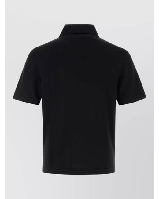 Burberry Black Wool Polo Shirt Casual Style Short Sleeves for men