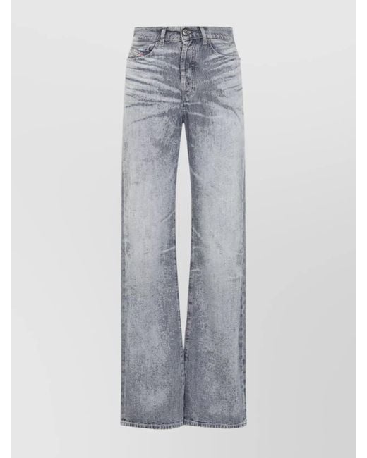 DIESEL Gray Denim High-Rise Straight-Leg Jeans