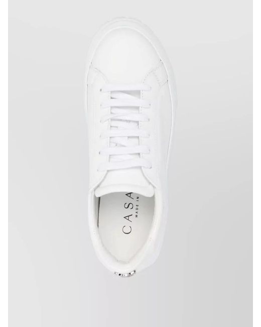 Casadei White Leather Lace Up Sneakers Chunky Sole