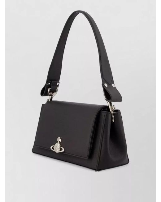 Vivienne Westwood Black Hazel Medium Leather Shoulder Bag Purse