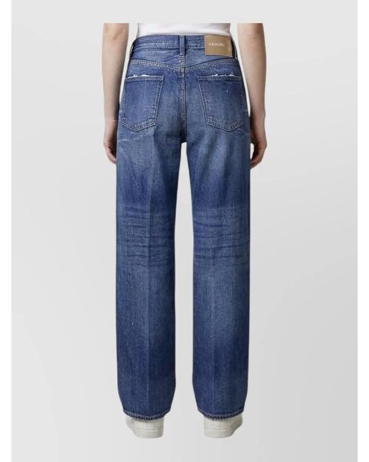 Haikure Blue Denim Mid-Rise Wide-Leg Jeans