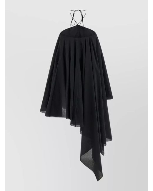 Jacquemus Blue Short Halter Dress Asymmetric Backless Pleated Straps