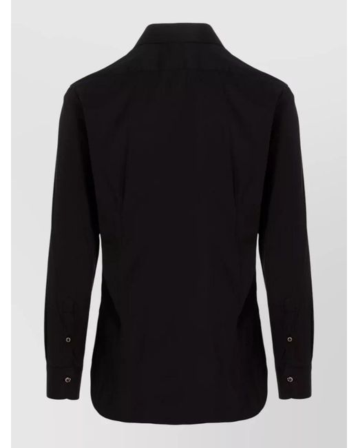 Barba Napoli Blue Poplin Shirt Straight Cut Buttoned Cuffs Long Sleeves for men