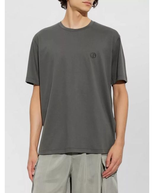 Giorgio Armani Gray Silk Nylon Crew Neck Regular Fit Top for men